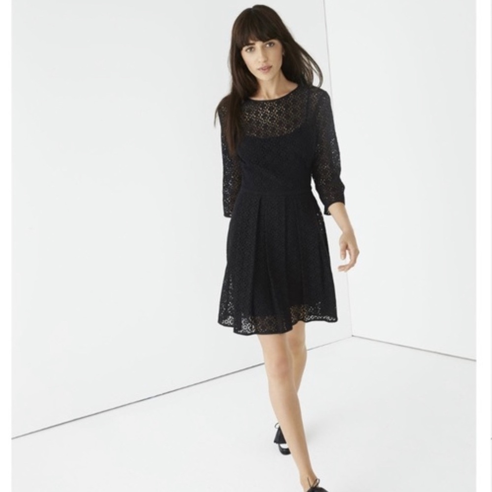 Rebecca Minkoff Black Eyelet Lace Open Back Dress